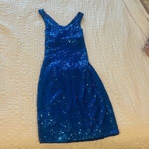 That’s So Fetch Evanka Mini Dress Blue Sequin